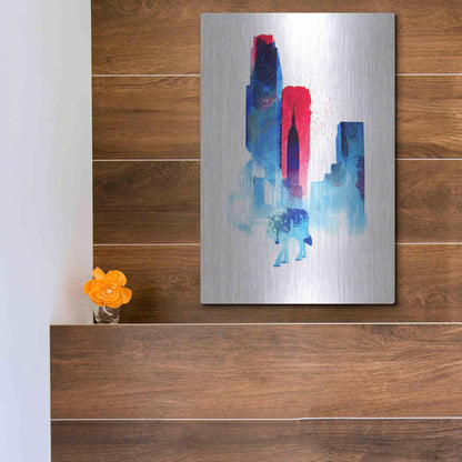 Luxe Metal Art 'The Wolf of the City' by Robert Farkas, Metal Wall Art,12x16