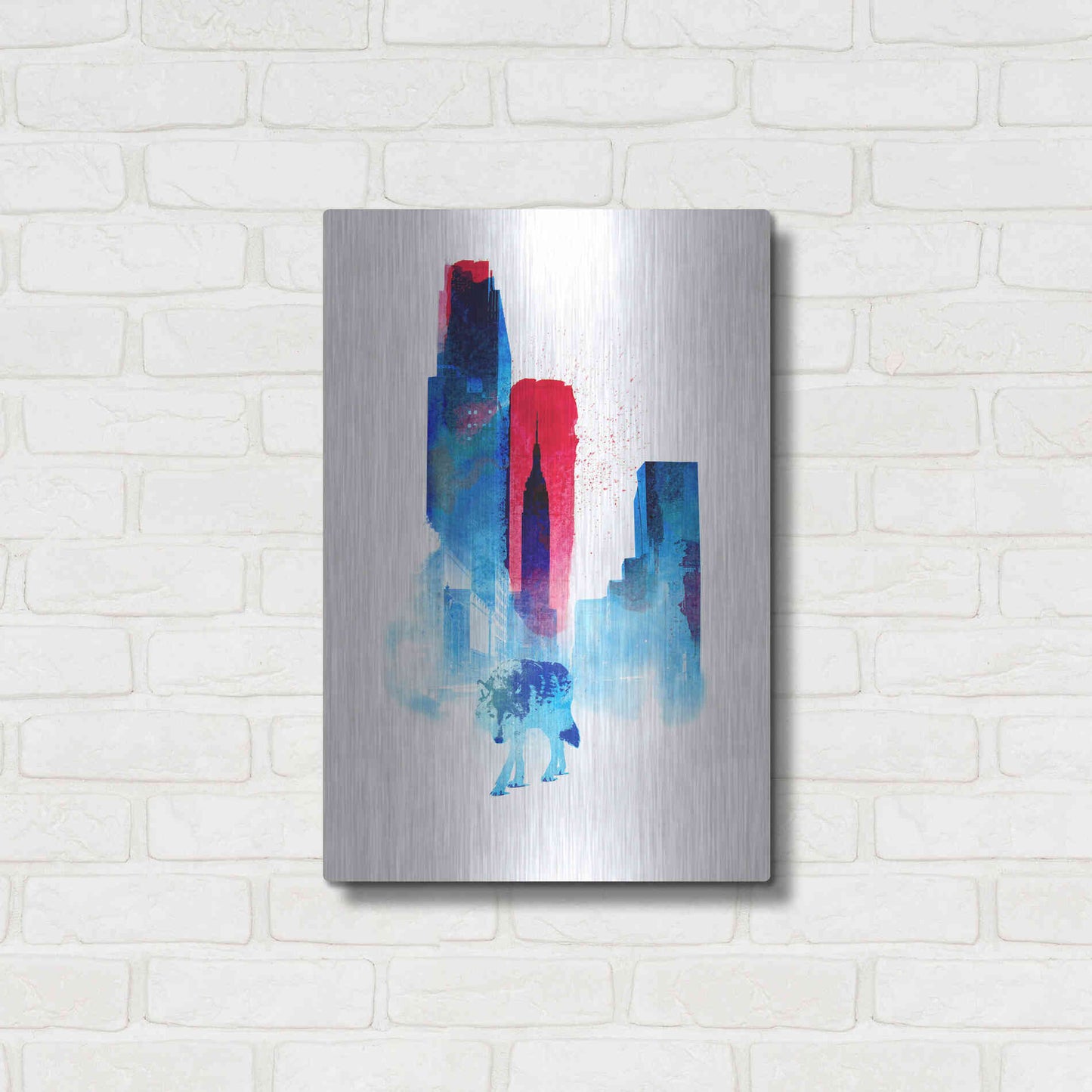 Luxe Metal Art 'The Wolf of the City' by Robert Farkas, Metal Wall Art,16x24