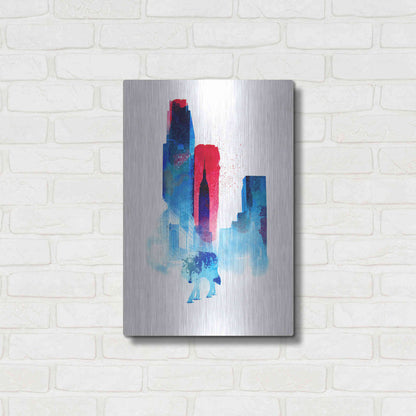 Luxe Metal Art 'The Wolf of the City' by Robert Farkas, Metal Wall Art,16x24