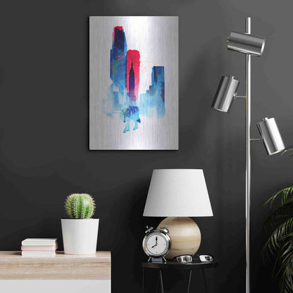 Luxe Metal Art 'The Wolf of the City' by Robert Farkas, Metal Wall Art,16x24