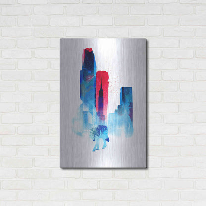 Luxe Metal Art 'The Wolf of the City' by Robert Farkas, Metal Wall Art,24x36