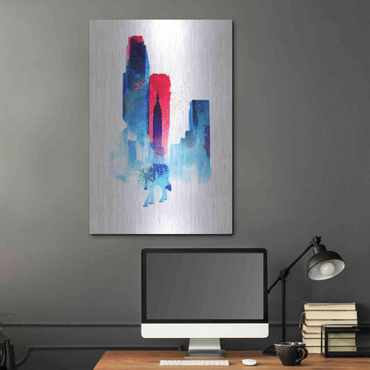 Luxe Metal Art 'The Wolf of the City' by Robert Farkas, Metal Wall Art,24x36