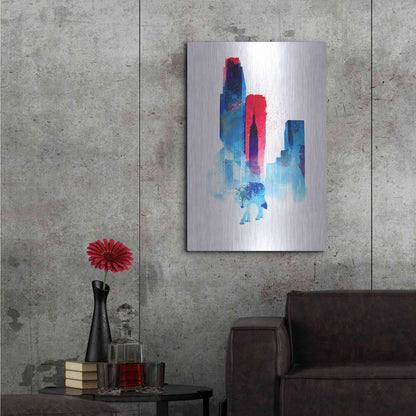 Luxe Metal Art 'The Wolf of the City' by Robert Farkas, Metal Wall Art,24x36