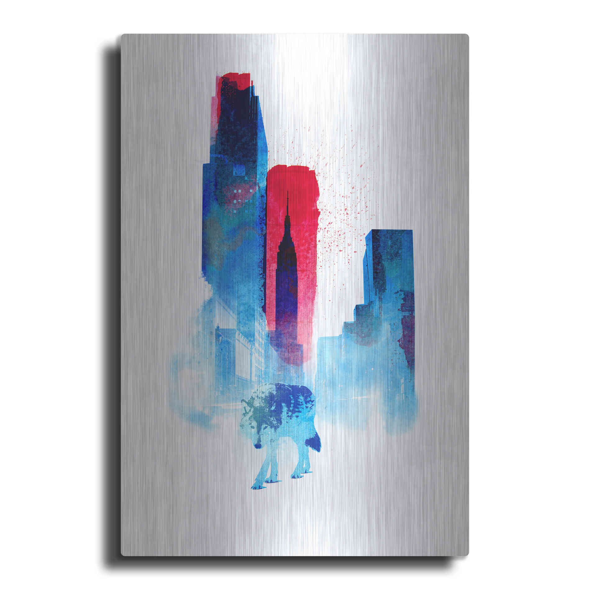 Luxe Metal Art 'The Wolf of the City' by Robert Farkas, Metal Wall Art