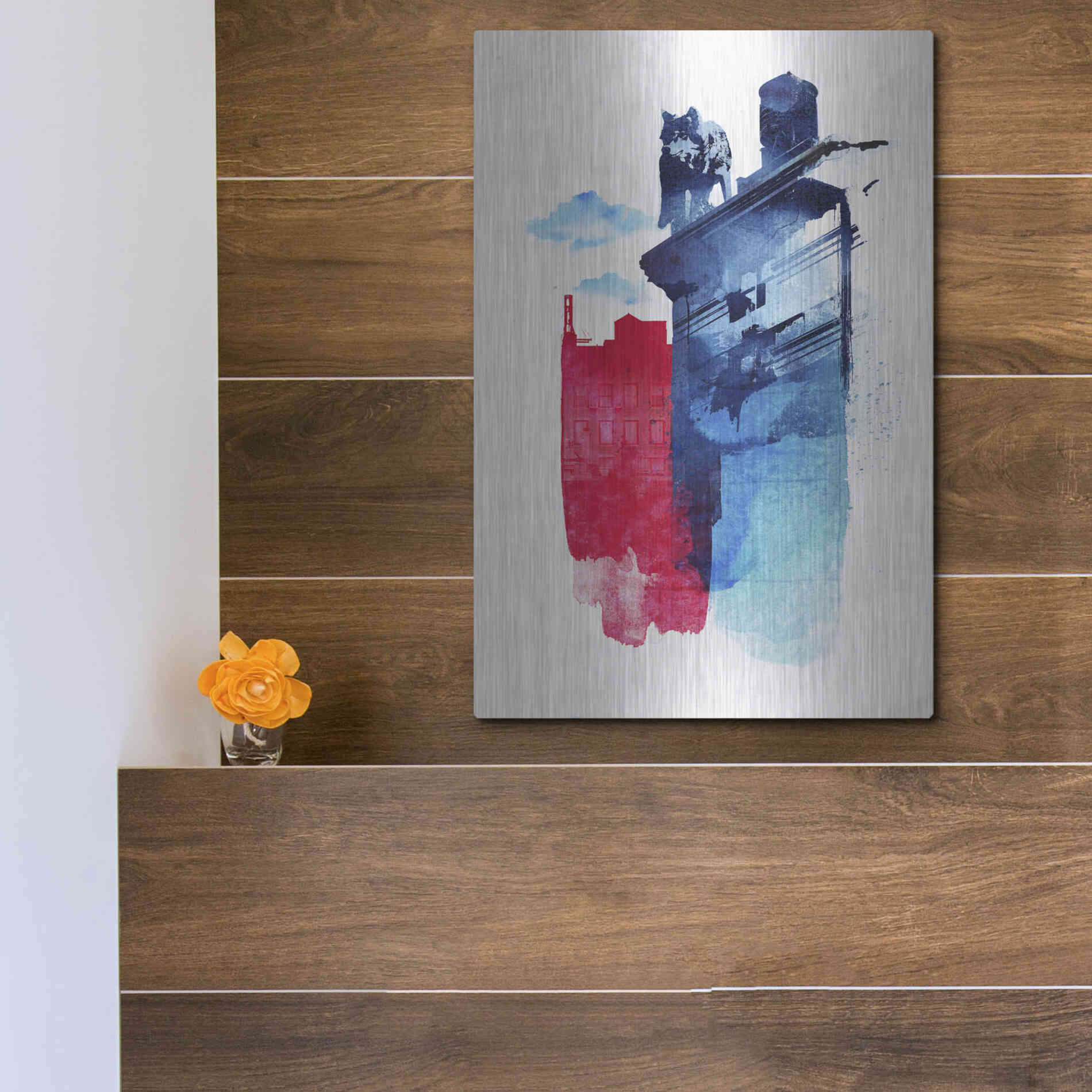 Luxe Metal Art 'This Is My Town' by Robert Farkas, Metal Wall Art,12x16