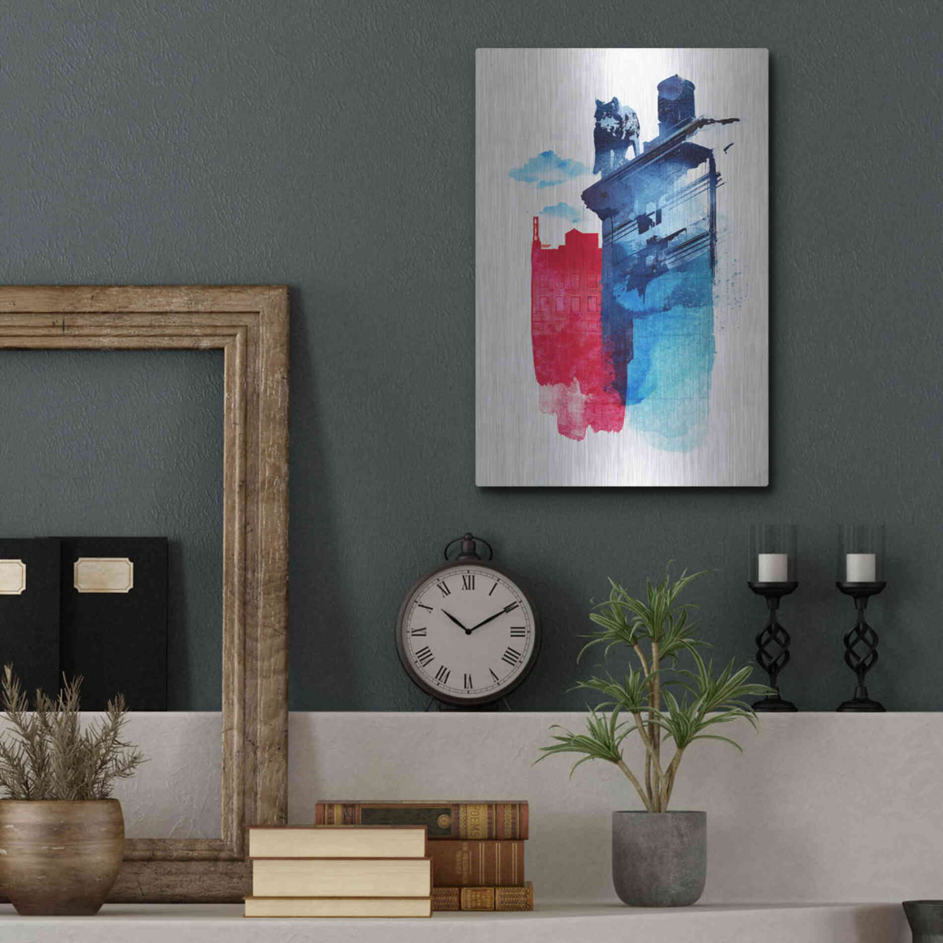 Luxe Metal Art 'This Is My Town' by Robert Farkas, Metal Wall Art,12x16