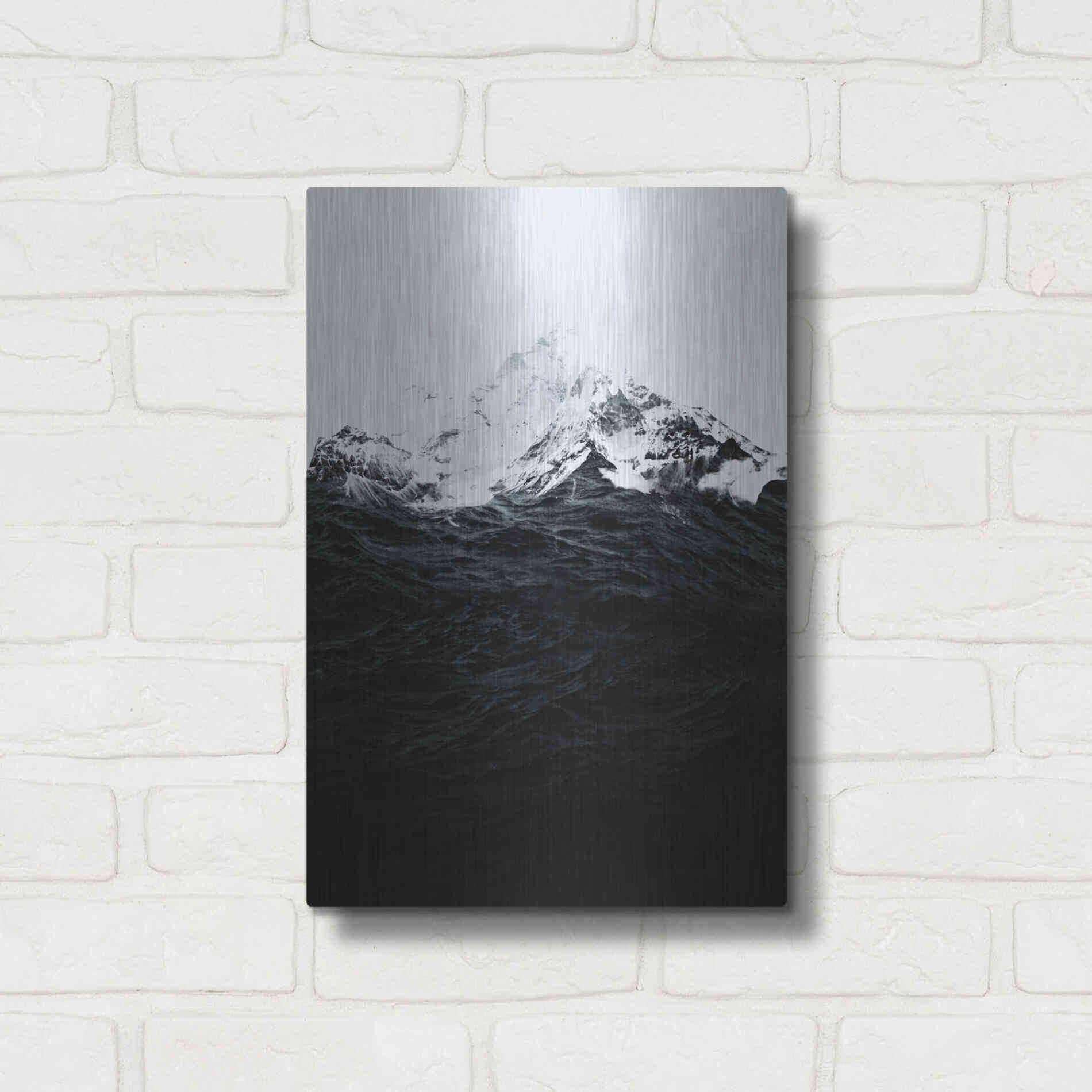 Luxe Metal Art 'Those Waves Were Like Mountains' by Robert Farkas, Metal Wall Art,12x16
