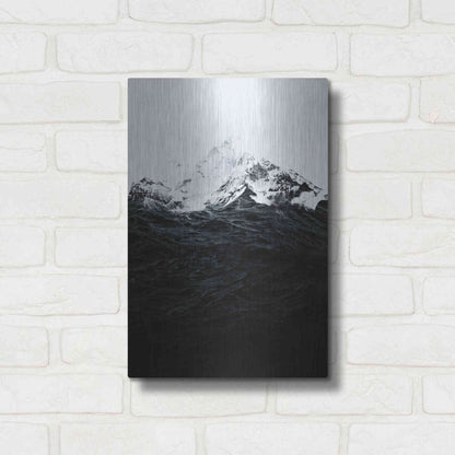 Luxe Metal Art 'Those Waves Were Like Mountains' by Robert Farkas, Metal Wall Art,12x16