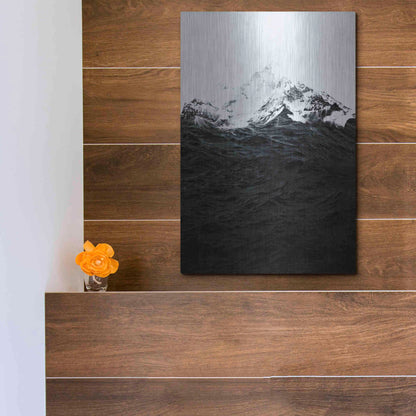 Luxe Metal Art 'Those Waves Were Like Mountains' by Robert Farkas, Metal Wall Art,12x16