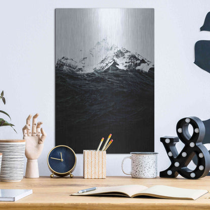 Luxe Metal Art 'Those Waves Were Like Mountains' by Robert Farkas, Metal Wall Art,12x16