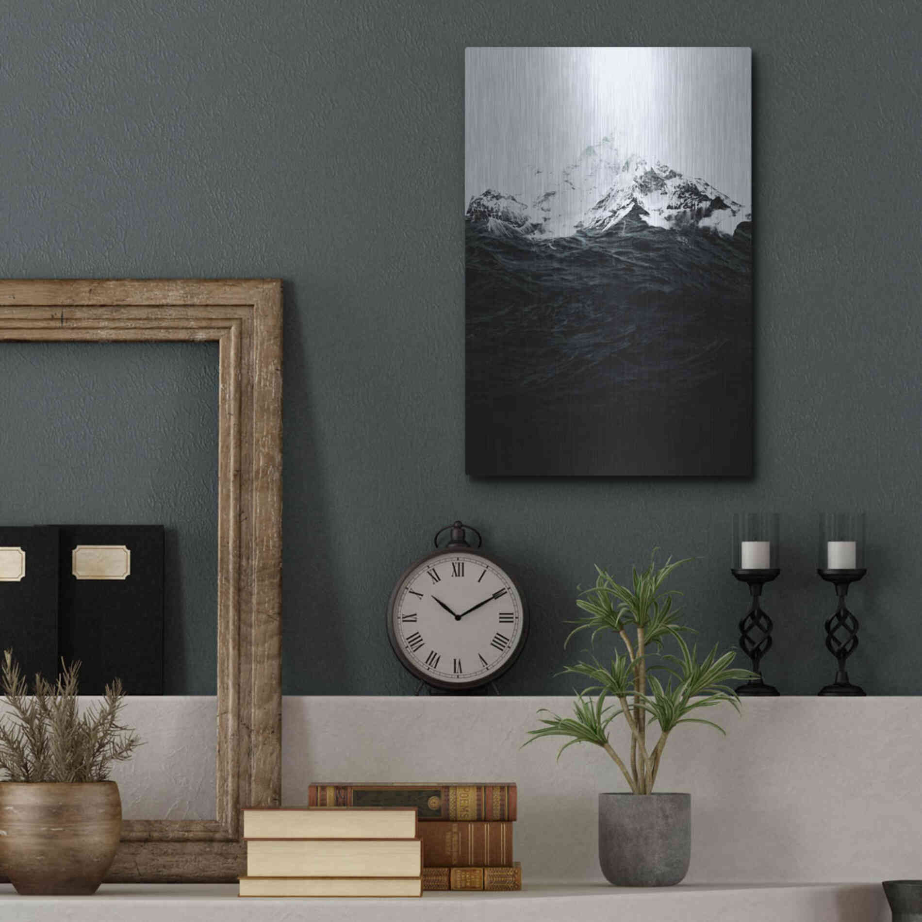 Luxe Metal Art 'Those Waves Were Like Mountains' by Robert Farkas, Metal Wall Art,12x16