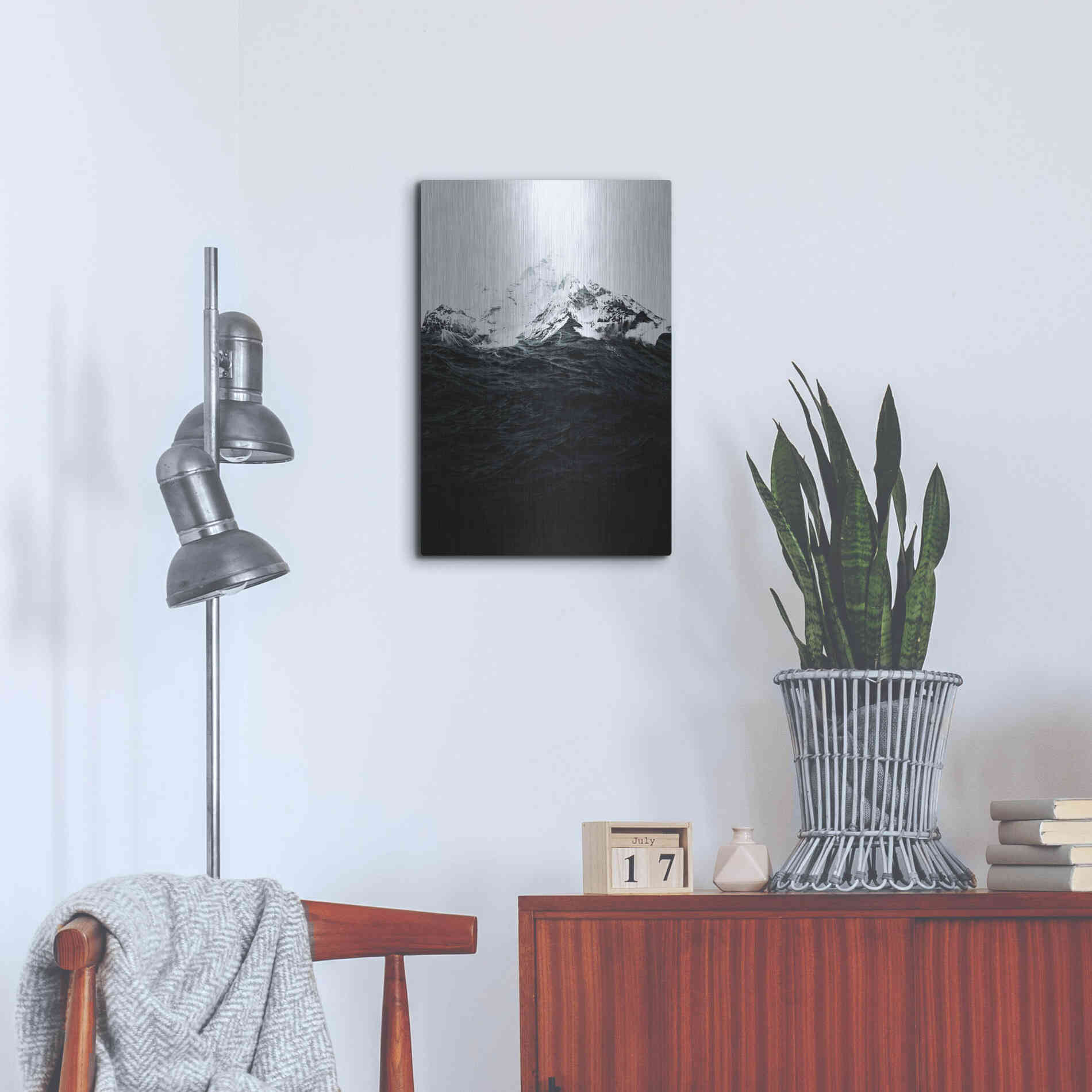 Luxe Metal Art 'Those Waves Were Like Mountains' by Robert Farkas, Metal Wall Art,16x24