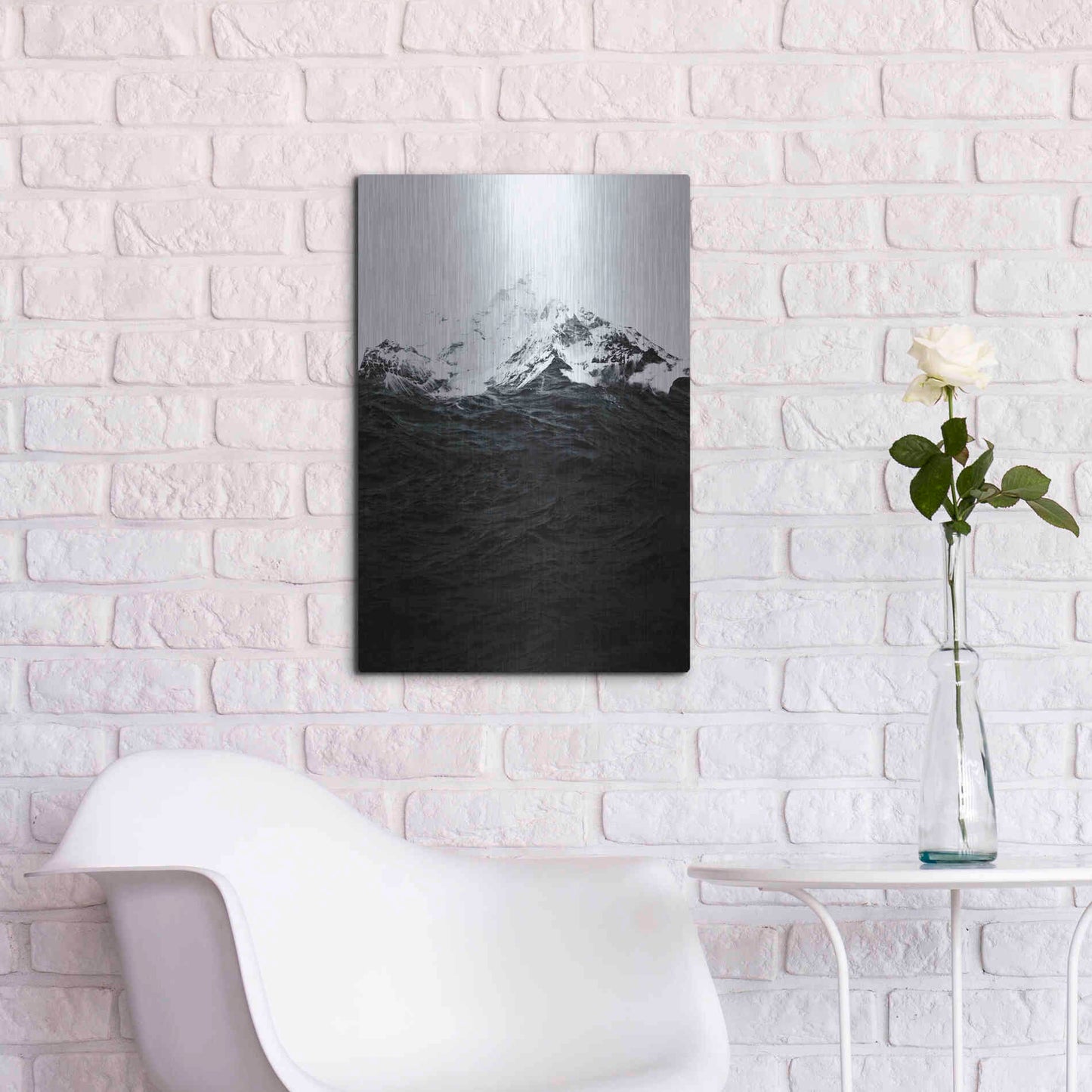 Luxe Metal Art 'Those Waves Were Like Mountains' by Robert Farkas, Metal Wall Art,16x24