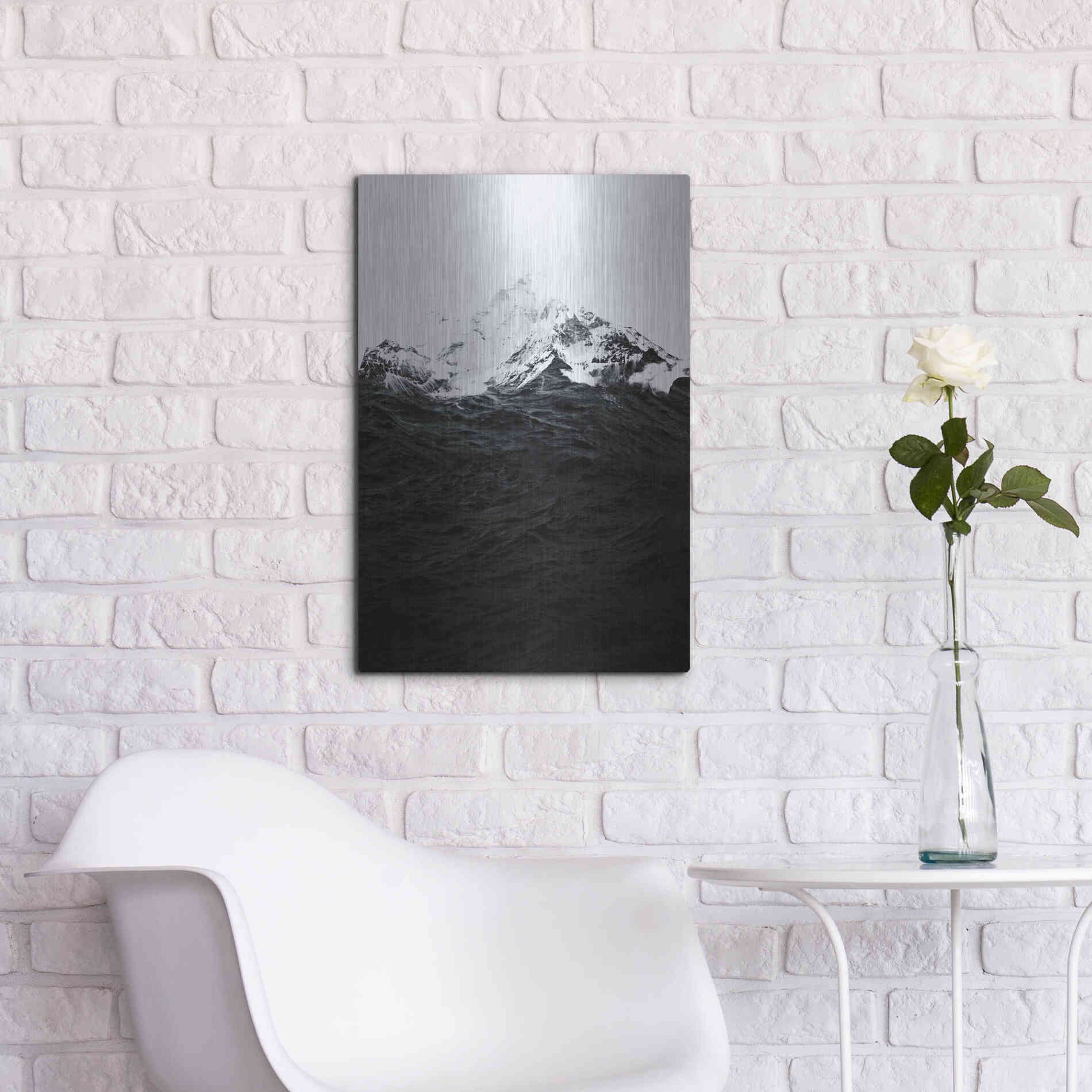 Luxe Metal Art 'Those Waves Were Like Mountains' by Robert Farkas, Metal Wall Art,16x24