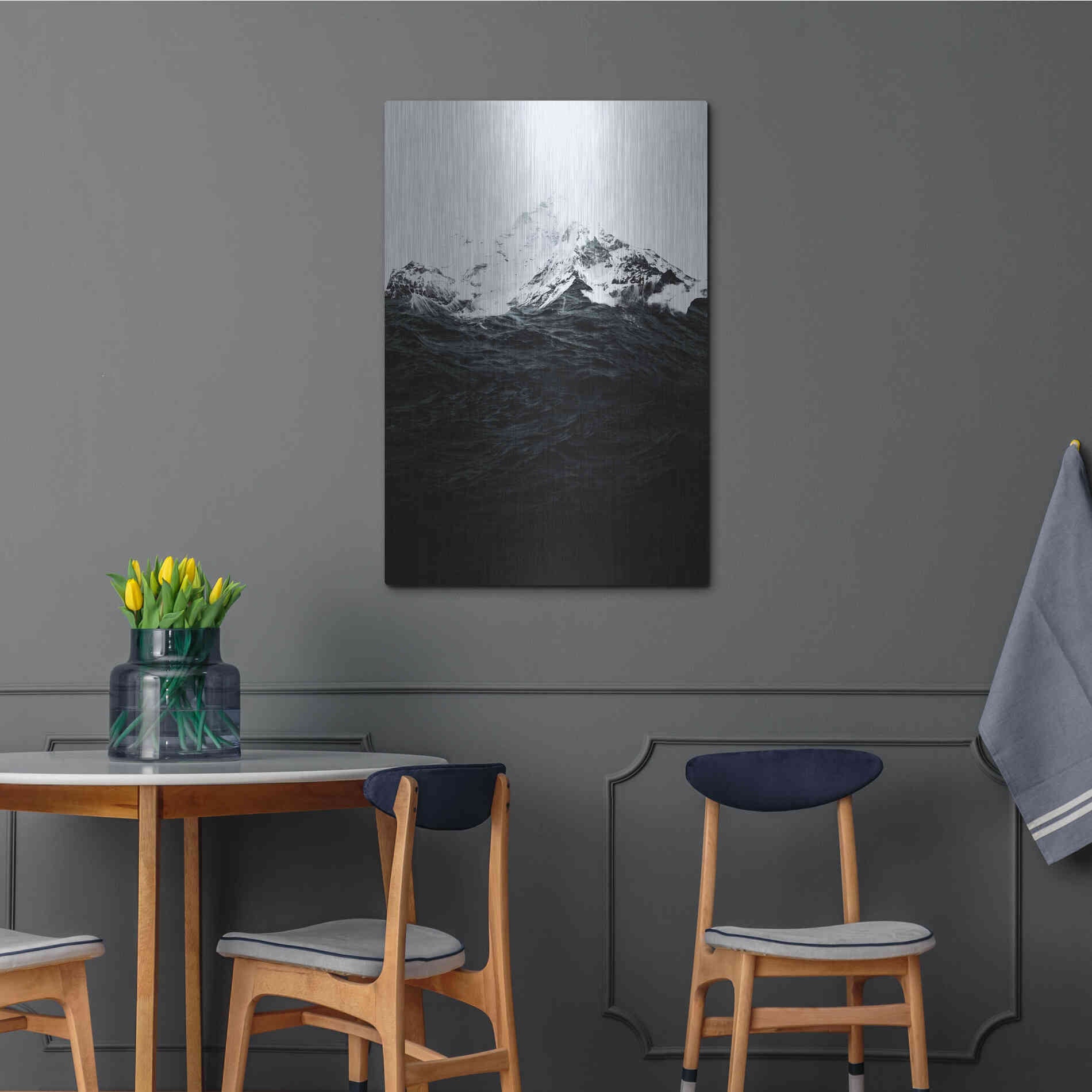 Luxe Metal Art 'Those Waves Were Like Mountains' by Robert Farkas, Metal Wall Art,24x36