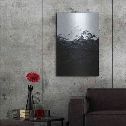 Luxe Metal Art 'Those Waves Were Like Mountains' by Robert Farkas, Metal Wall Art,24x36