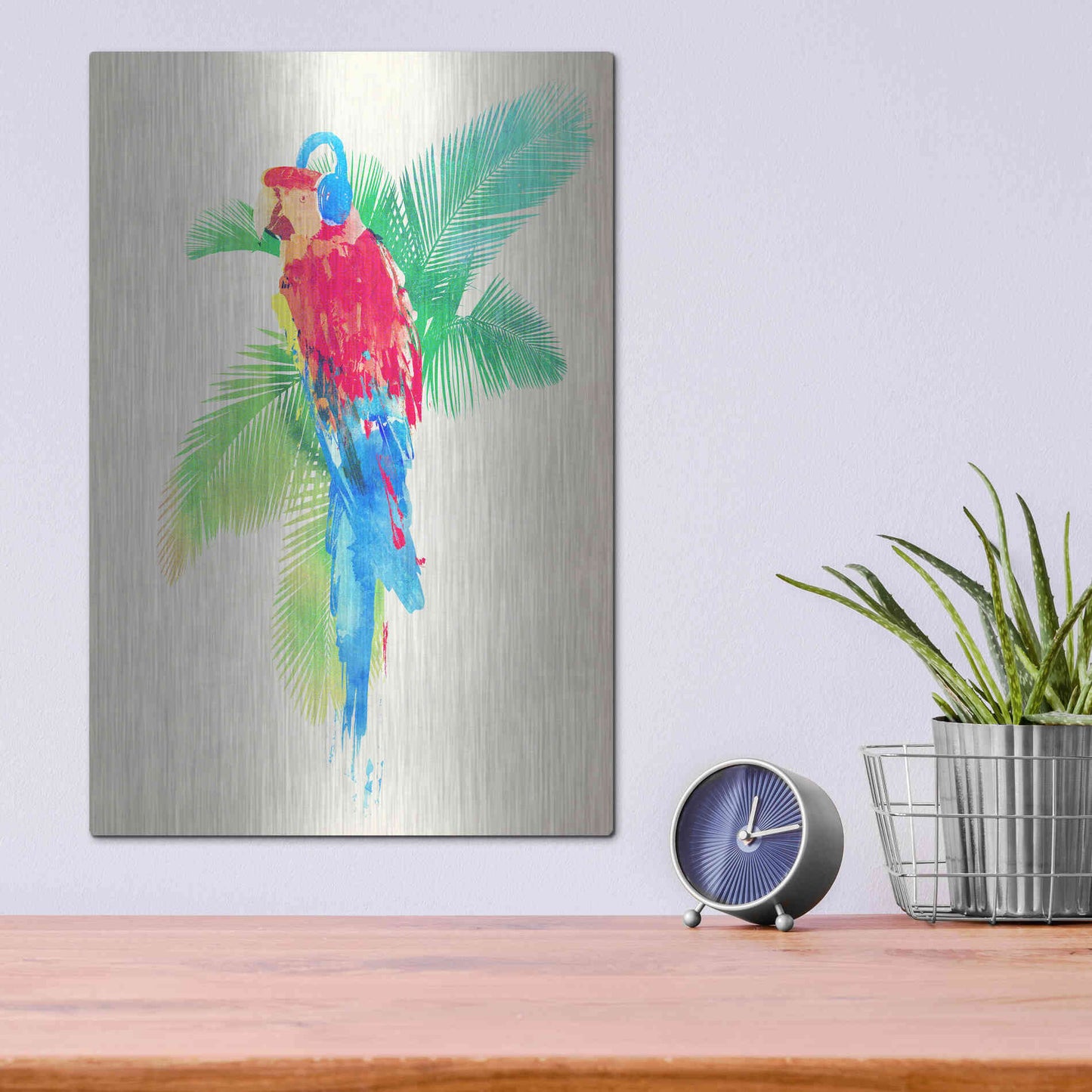 Luxe Metal Art 'Tropical Party' by Robert Farkas, Metal Wall Art,12x16