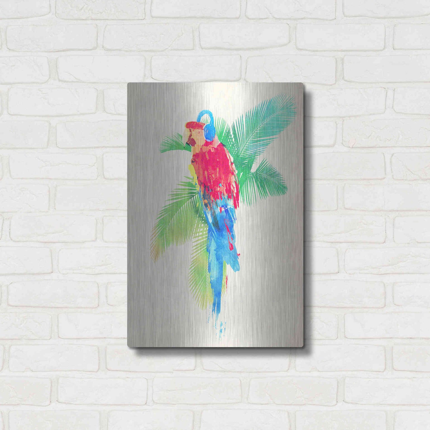 Luxe Metal Art 'Tropical Party' by Robert Farkas, Metal Wall Art,16x24