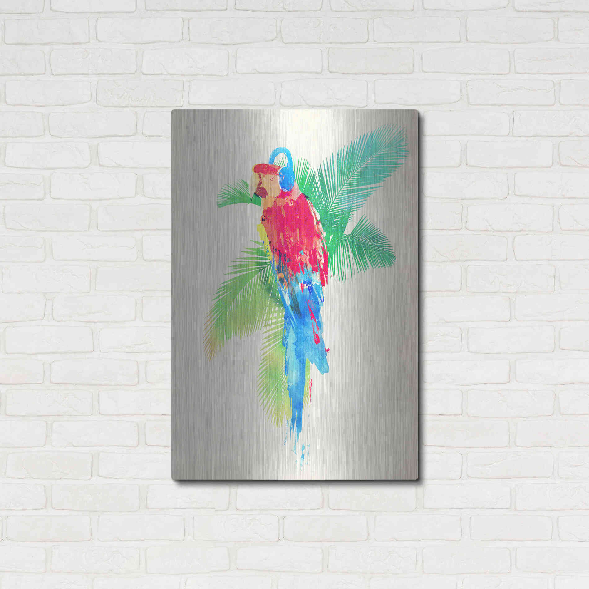 Luxe Metal Art 'Tropical Party' by Robert Farkas, Metal Wall Art,24x36