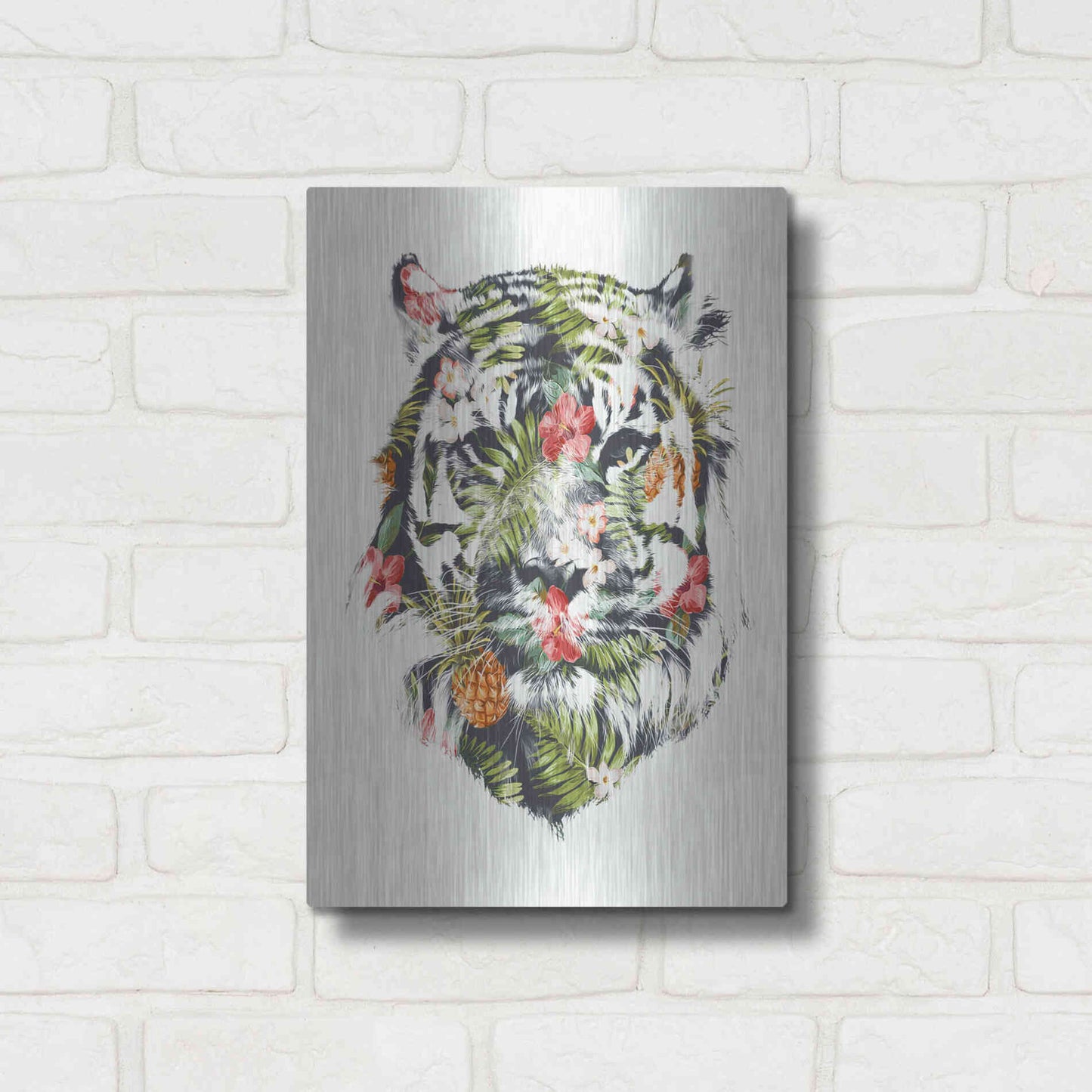 Luxe Metal Art 'Tropical Tiger' by Robert Farkas, Metal Wall Art,12x16