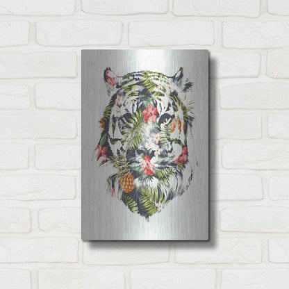 Luxe Metal Art 'Tropical Tiger' by Robert Farkas, Metal Wall Art,12x16