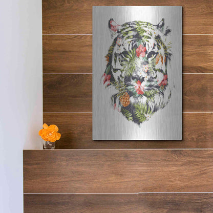 Luxe Metal Art 'Tropical Tiger' by Robert Farkas, Metal Wall Art,12x16