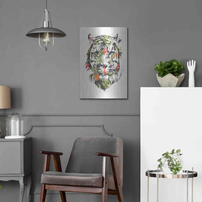 Luxe Metal Art 'Tropical Tiger' by Robert Farkas, Metal Wall Art,16x24