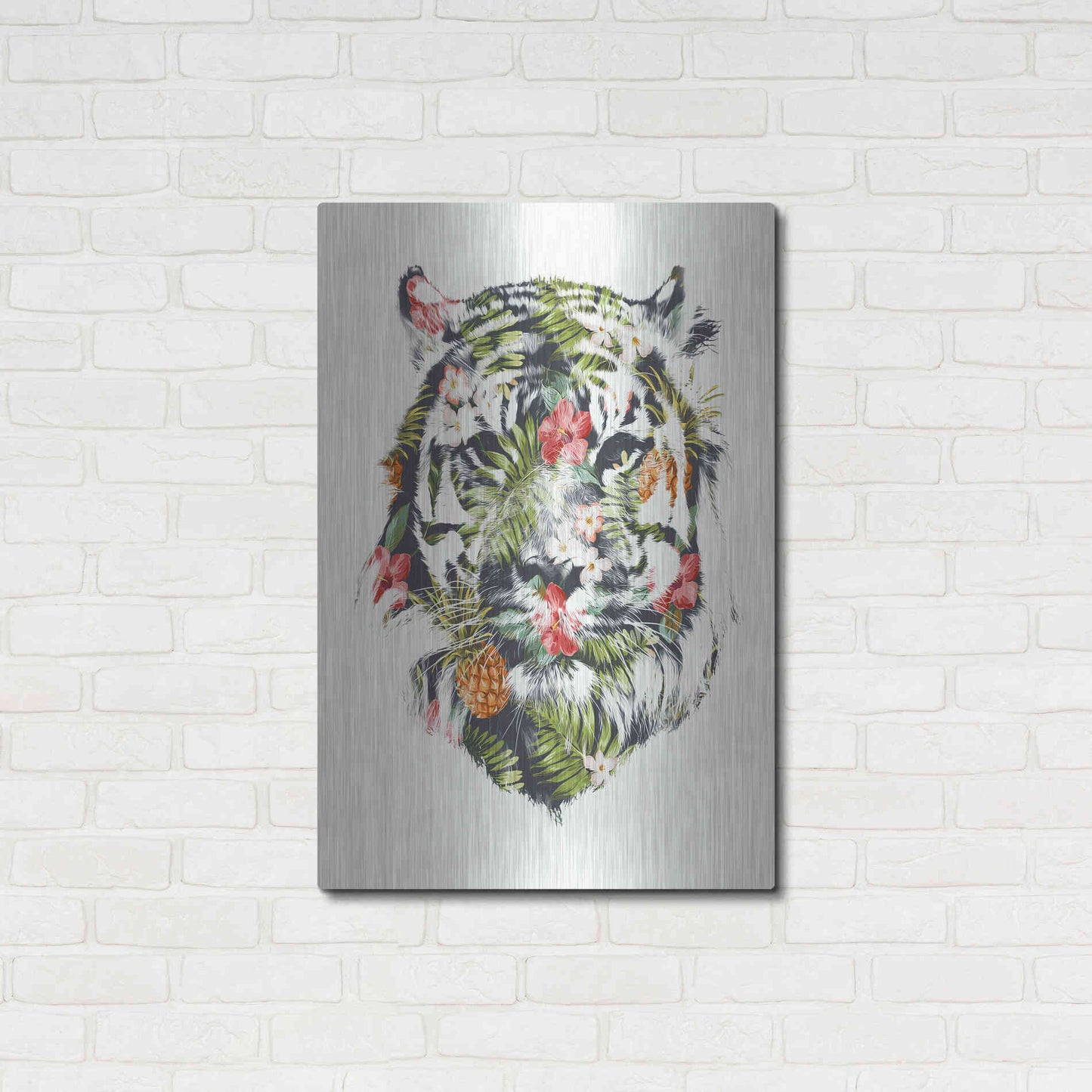 Luxe Metal Art 'Tropical Tiger' by Robert Farkas, Metal Wall Art,24x36