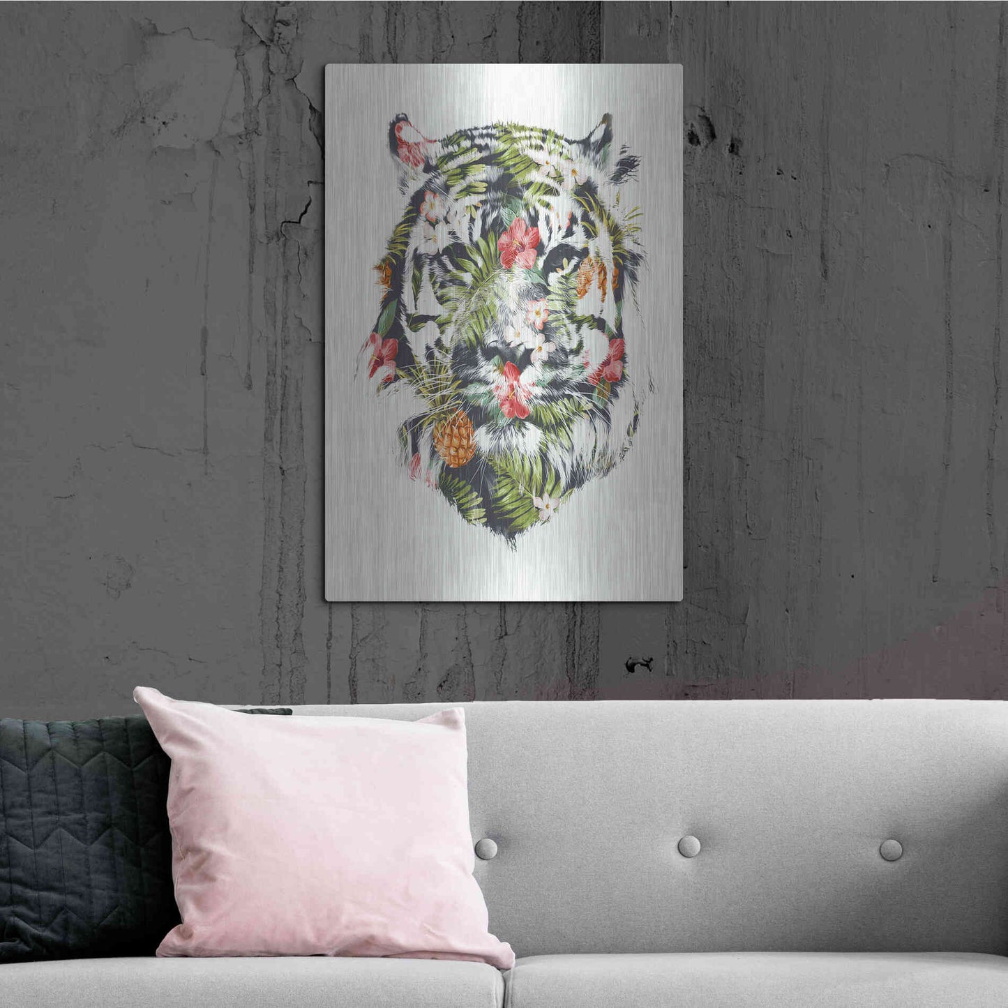 Luxe Metal Art 'Tropical Tiger' by Robert Farkas, Metal Wall Art,24x36
