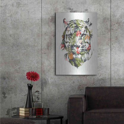 Luxe Metal Art 'Tropical Tiger' by Robert Farkas, Metal Wall Art,24x36