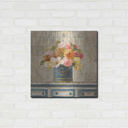 Luxe Metal Art 'Tulips in Teal and Gold Hatbox' by Danhui Nai, Metal Wall Art,24x24