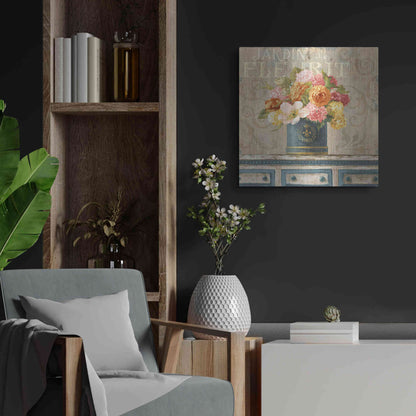 Luxe Metal Art 'Tulips in Teal and Gold Hatbox' by Danhui Nai, Metal Wall Art,24x24