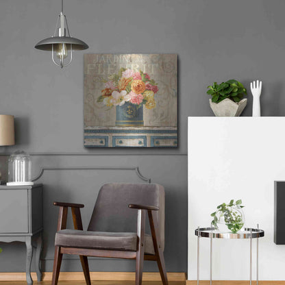 Luxe Metal Art 'Tulips in Teal and Gold Hatbox' by Danhui Nai, Metal Wall Art,24x24