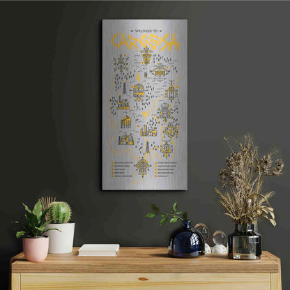 Luxe Metal Art 'True Detective Map' by Robert Farkas, Metal Wall Art,12x24