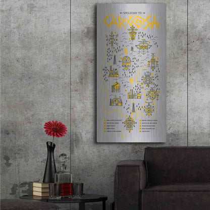 Luxe Metal Art 'True Detective Map' by Robert Farkas, Metal Wall Art,24x48