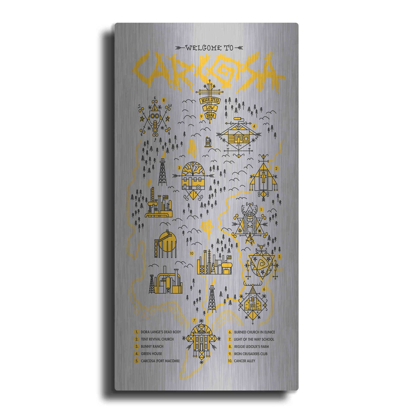 Luxe Metal Art 'True Detective Map' by Robert Farkas, Metal Wall Art
