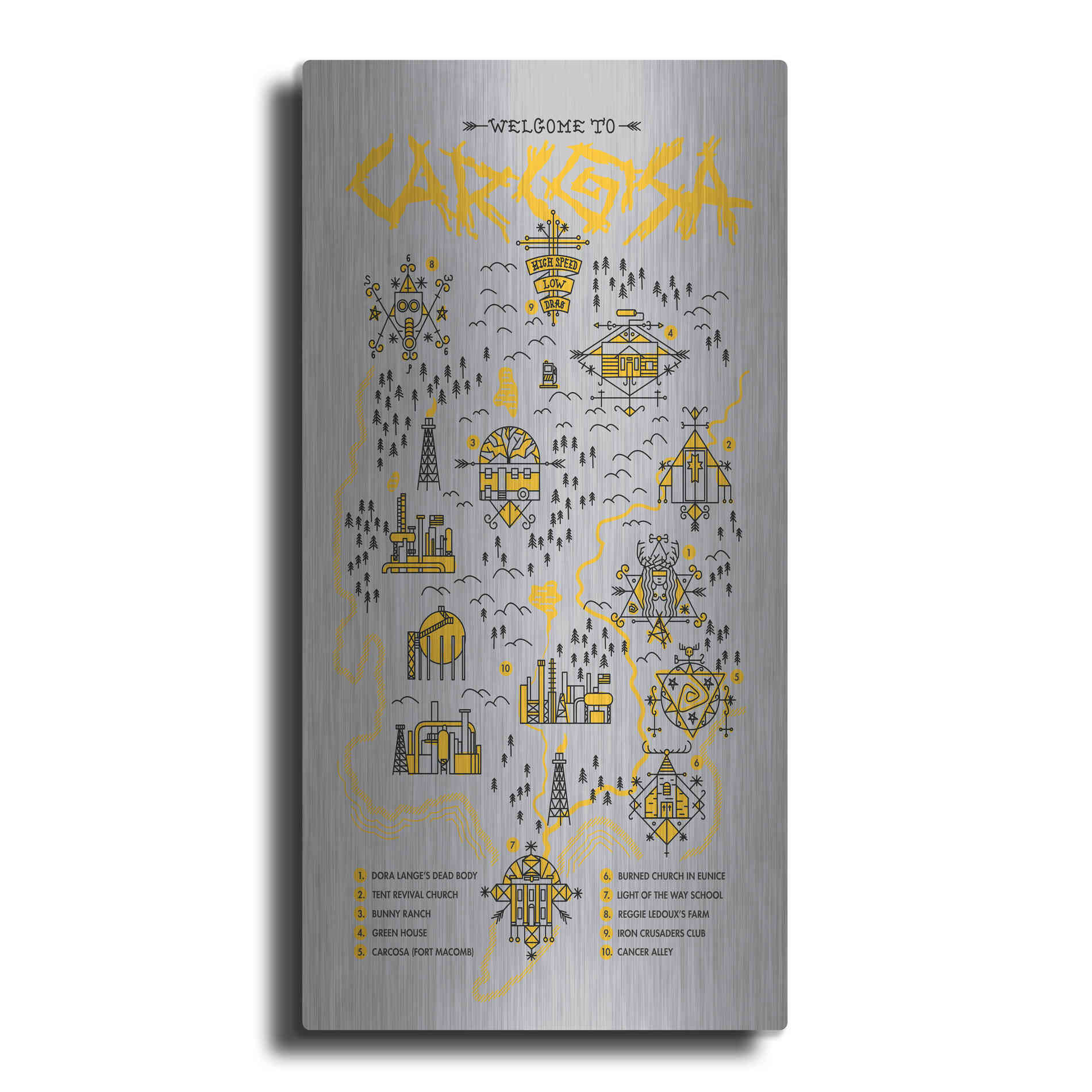 Luxe Metal Art 'True Detective Map' by Robert Farkas, Metal Wall Art