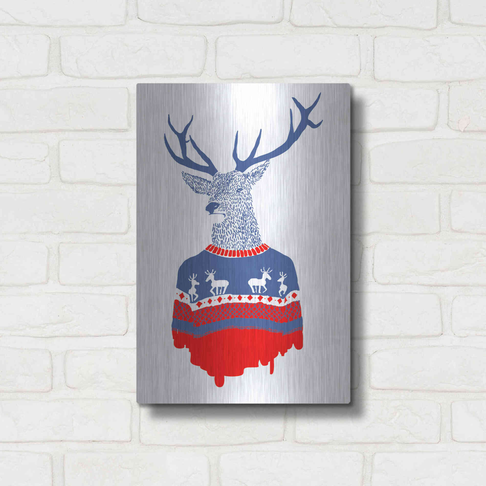 Luxe Metal Art 'Ugly Winter Pullover' by Robert Farkas, Metal Wall Art,12x16