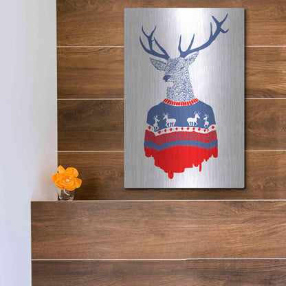 Luxe Metal Art 'Ugly Winter Pullover' by Robert Farkas, Metal Wall Art,12x16