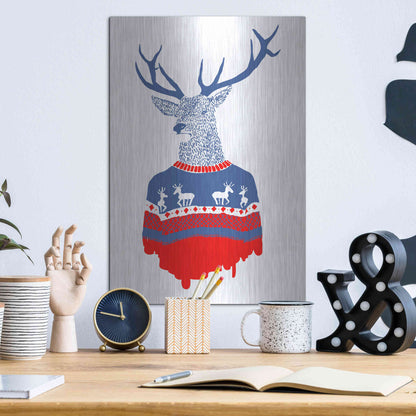 Luxe Metal Art 'Ugly Winter Pullover' by Robert Farkas, Metal Wall Art,12x16