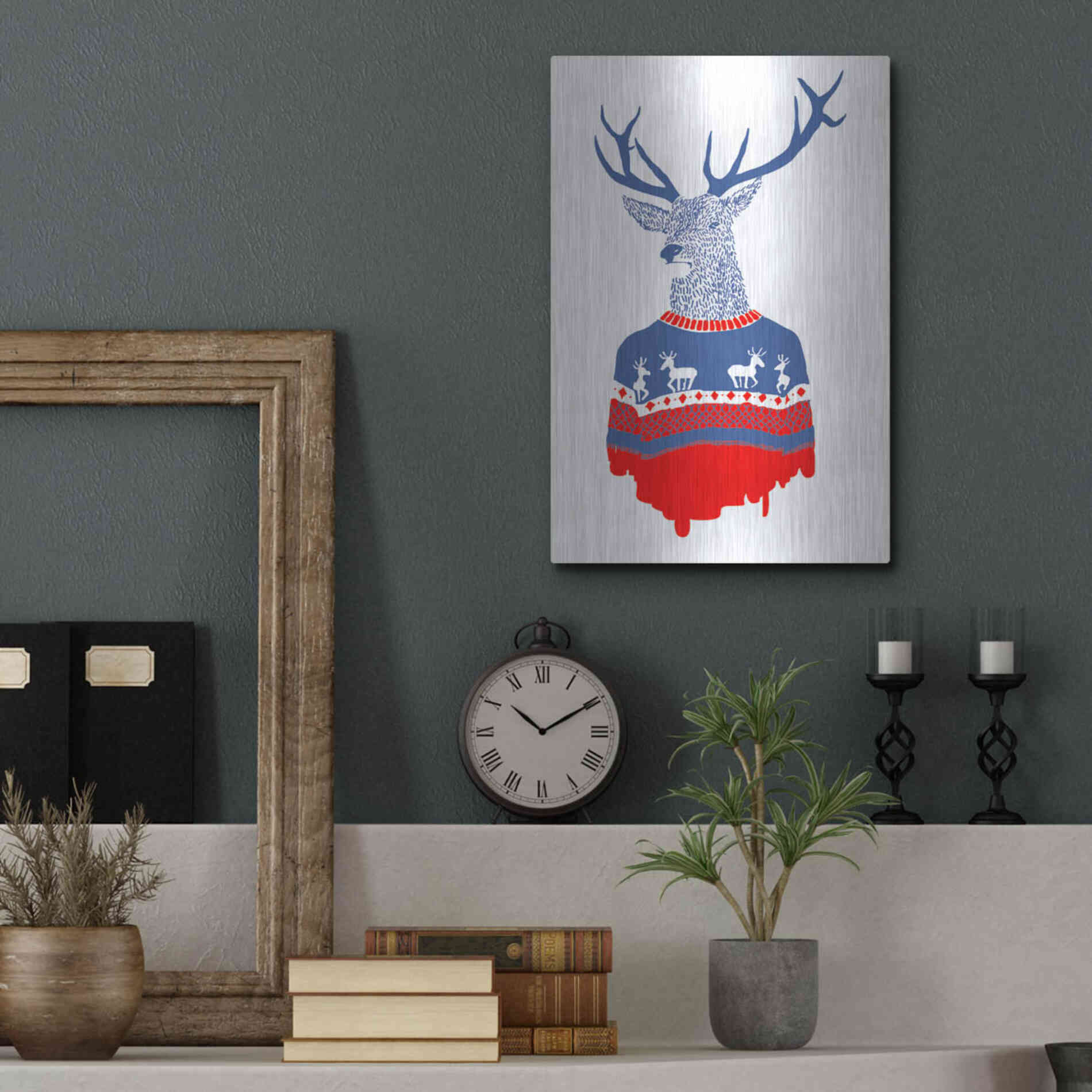 Luxe Metal Art 'Ugly Winter Pullover' by Robert Farkas, Metal Wall Art,12x16