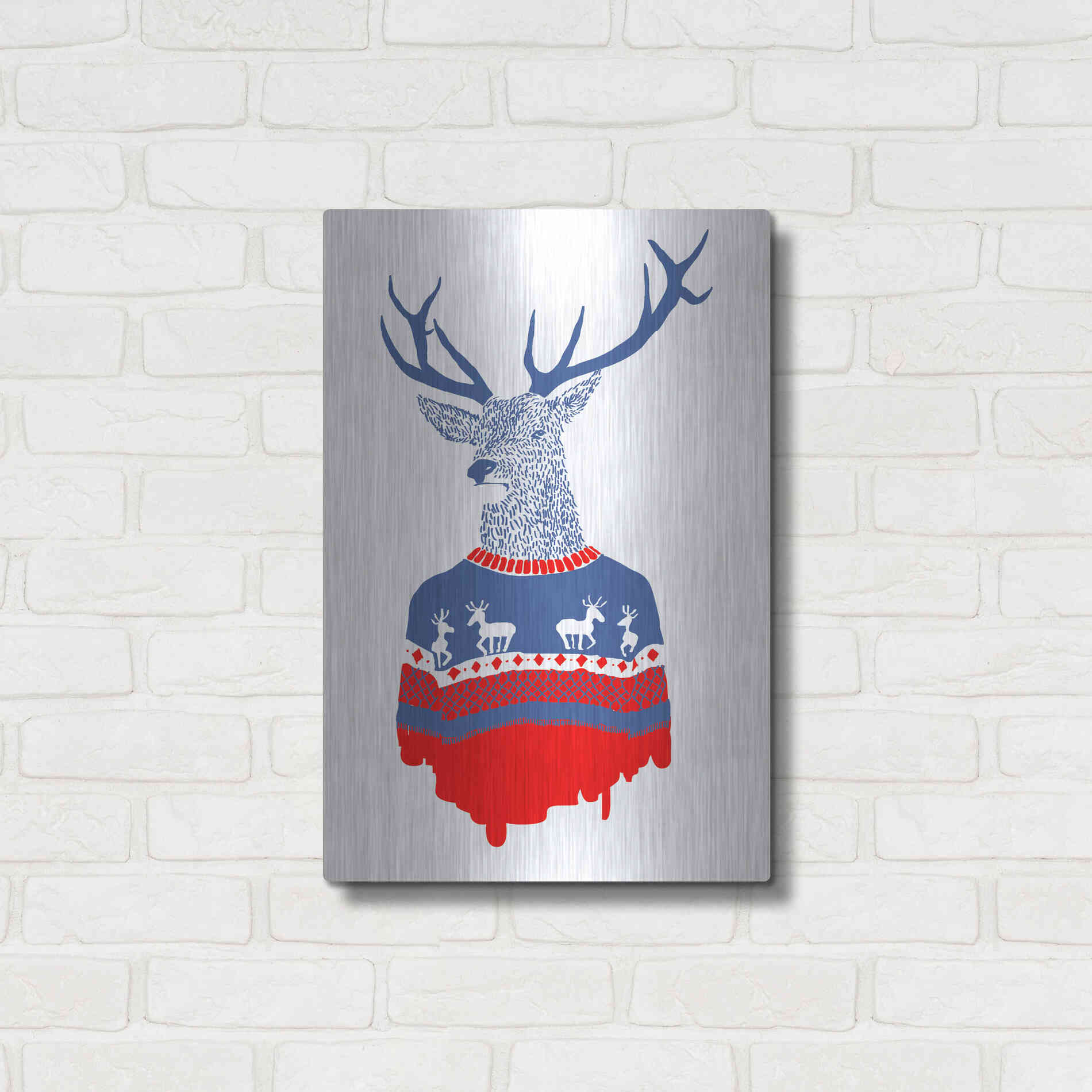 Luxe Metal Art 'Ugly Winter Pullover' by Robert Farkas, Metal Wall Art,16x24