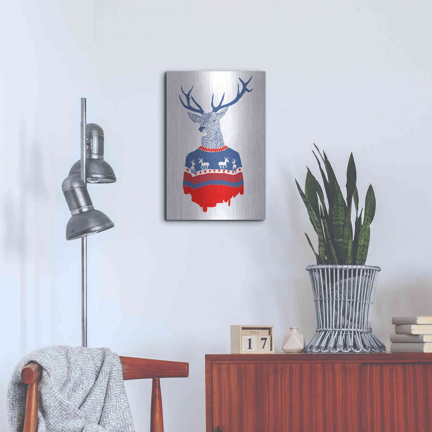 Luxe Metal Art 'Ugly Winter Pullover' by Robert Farkas, Metal Wall Art,16x24