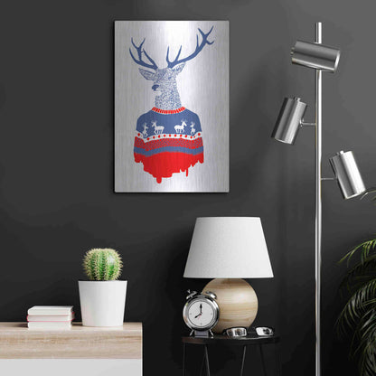 Luxe Metal Art 'Ugly Winter Pullover' by Robert Farkas, Metal Wall Art,16x24