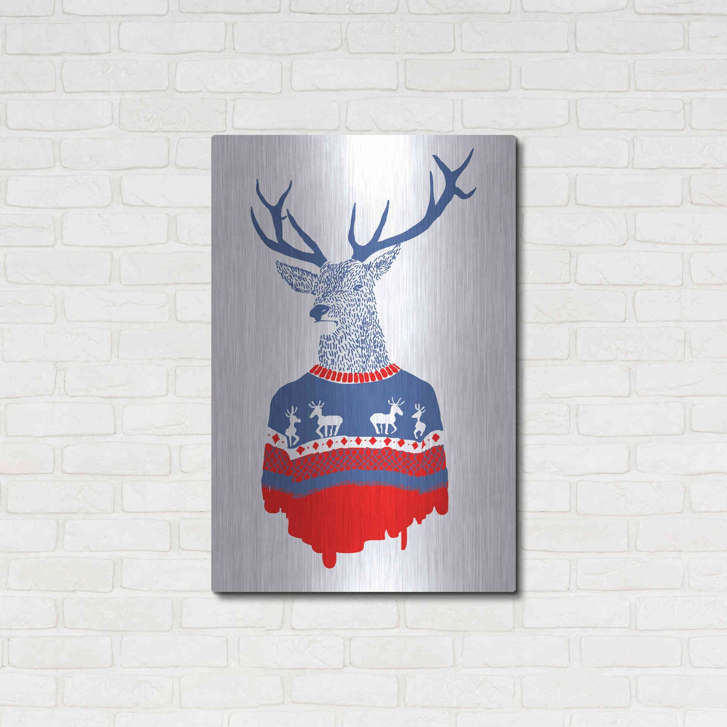 Luxe Metal Art 'Ugly Winter Pullover' by Robert Farkas, Metal Wall Art,24x36