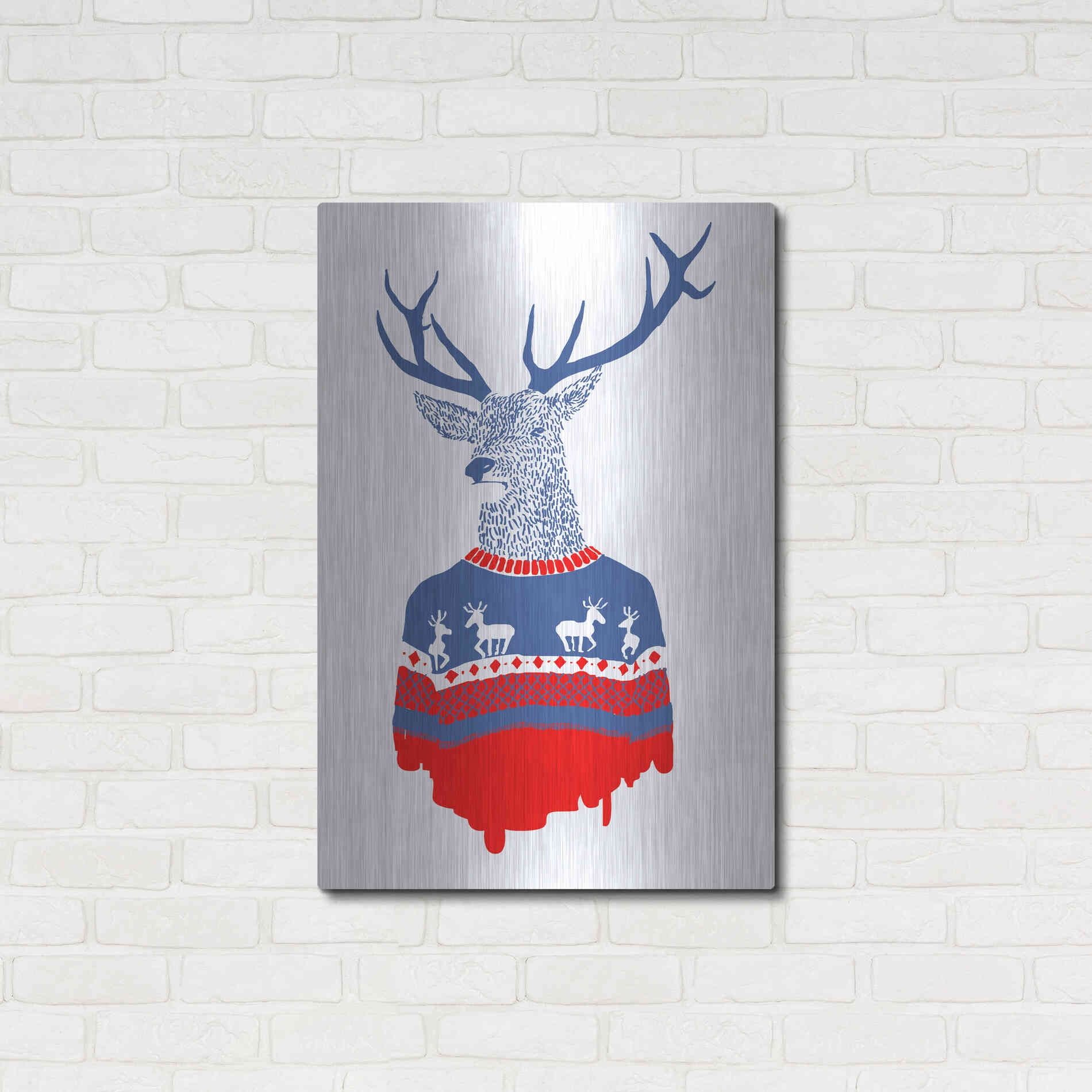 Luxe Metal Art 'Ugly Winter Pullover' by Robert Farkas, Metal Wall Art,24x36