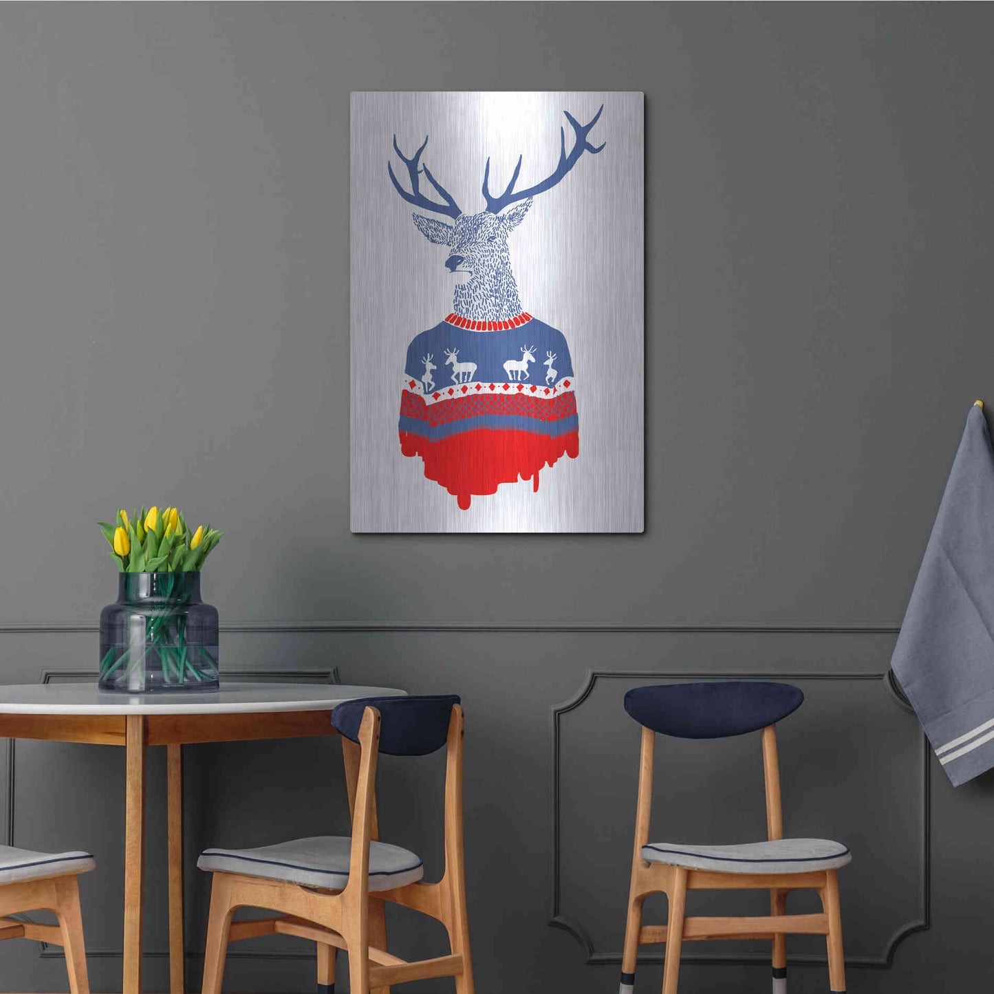 Luxe Metal Art 'Ugly Winter Pullover' by Robert Farkas, Metal Wall Art,24x36