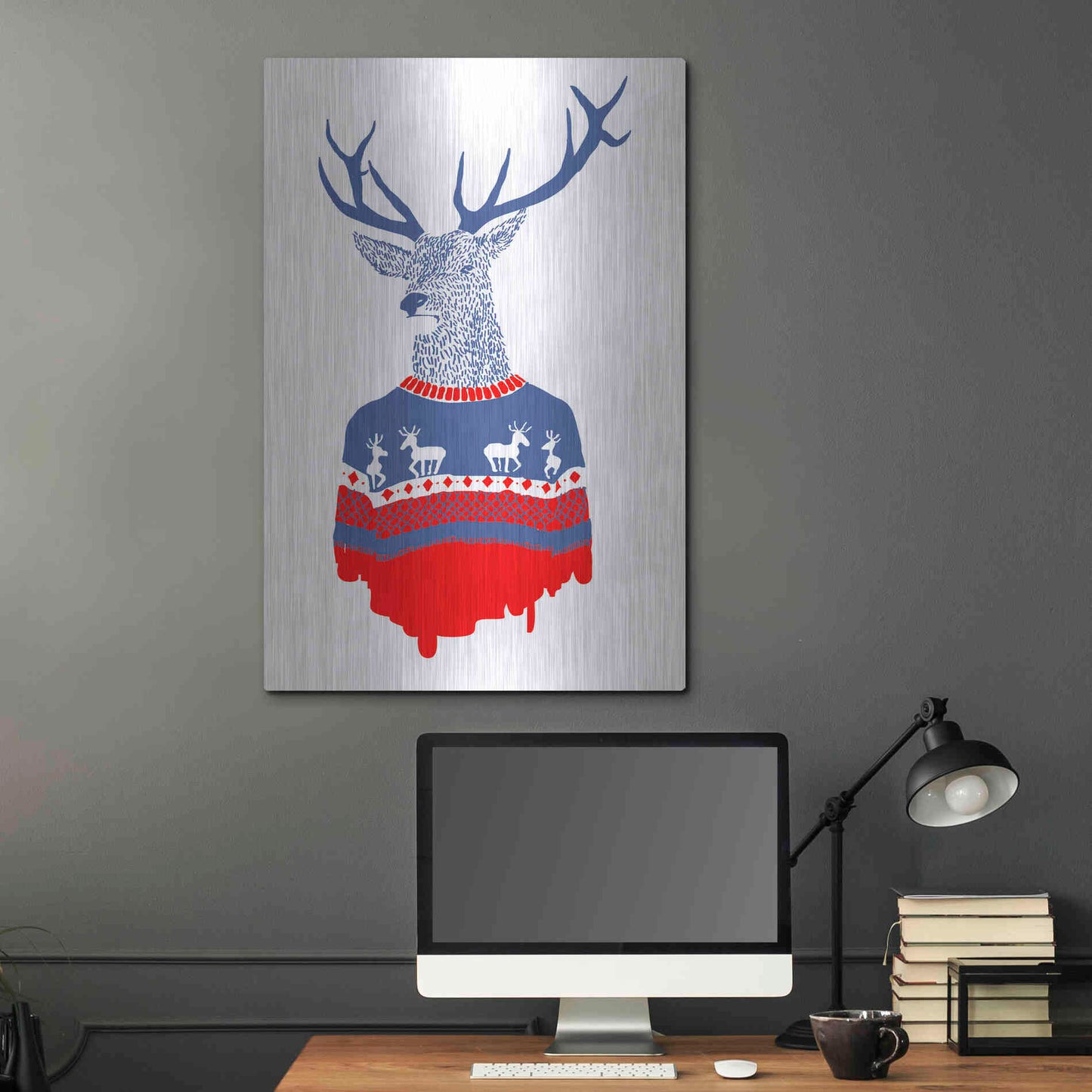 Luxe Metal Art 'Ugly Winter Pullover' by Robert Farkas, Metal Wall Art,24x36
