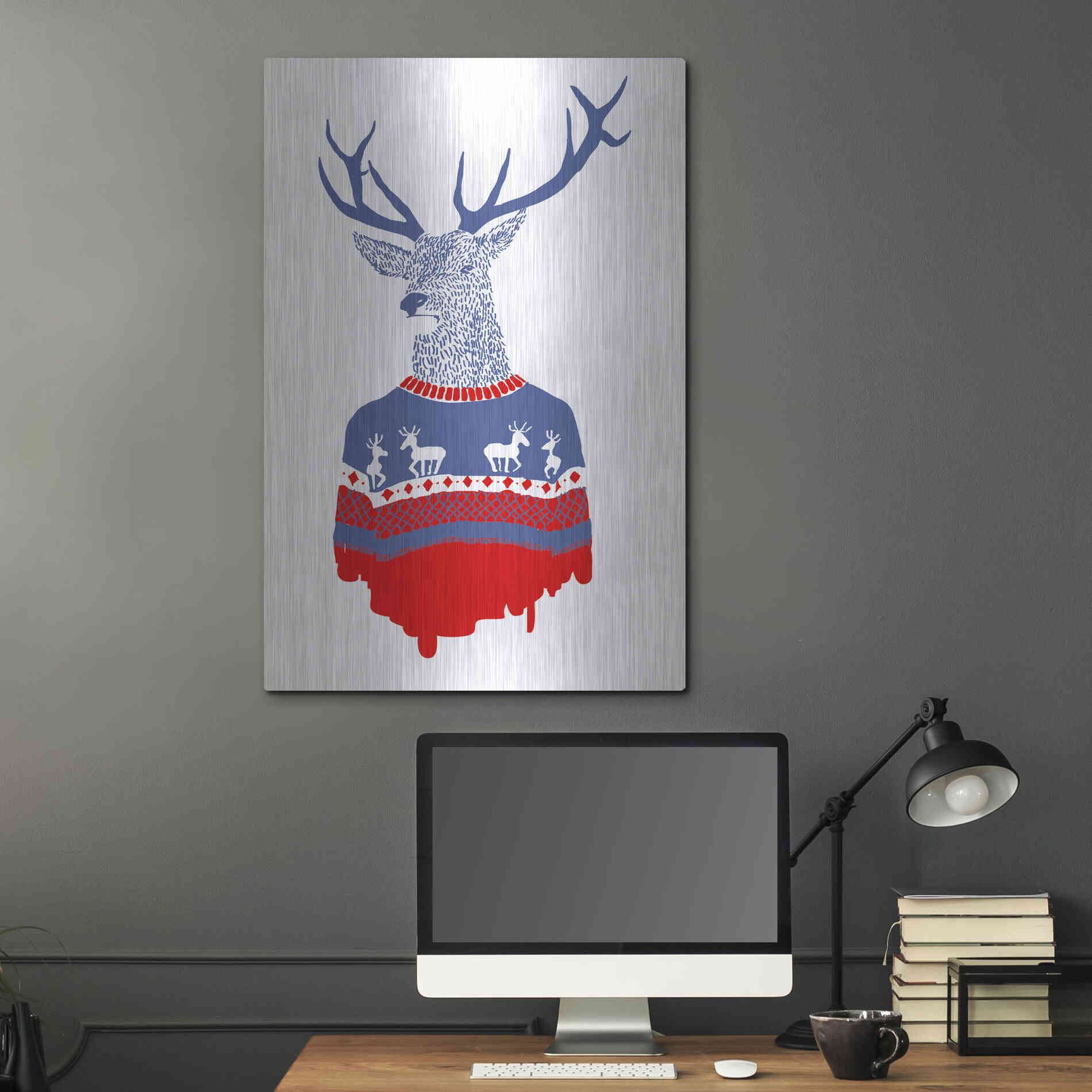 Luxe Metal Art 'Ugly Winter Pullover' by Robert Farkas, Metal Wall Art,24x36