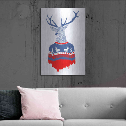 Luxe Metal Art 'Ugly Winter Pullover' by Robert Farkas, Metal Wall Art,24x36